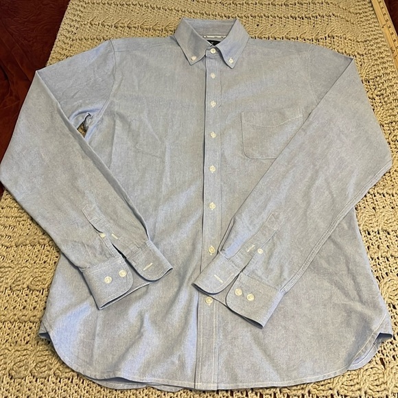 American Tall Button Down Fitted Shirt Long Sleeve Pocket Mens Sz M/T Light Blue - Picture 1 of 15